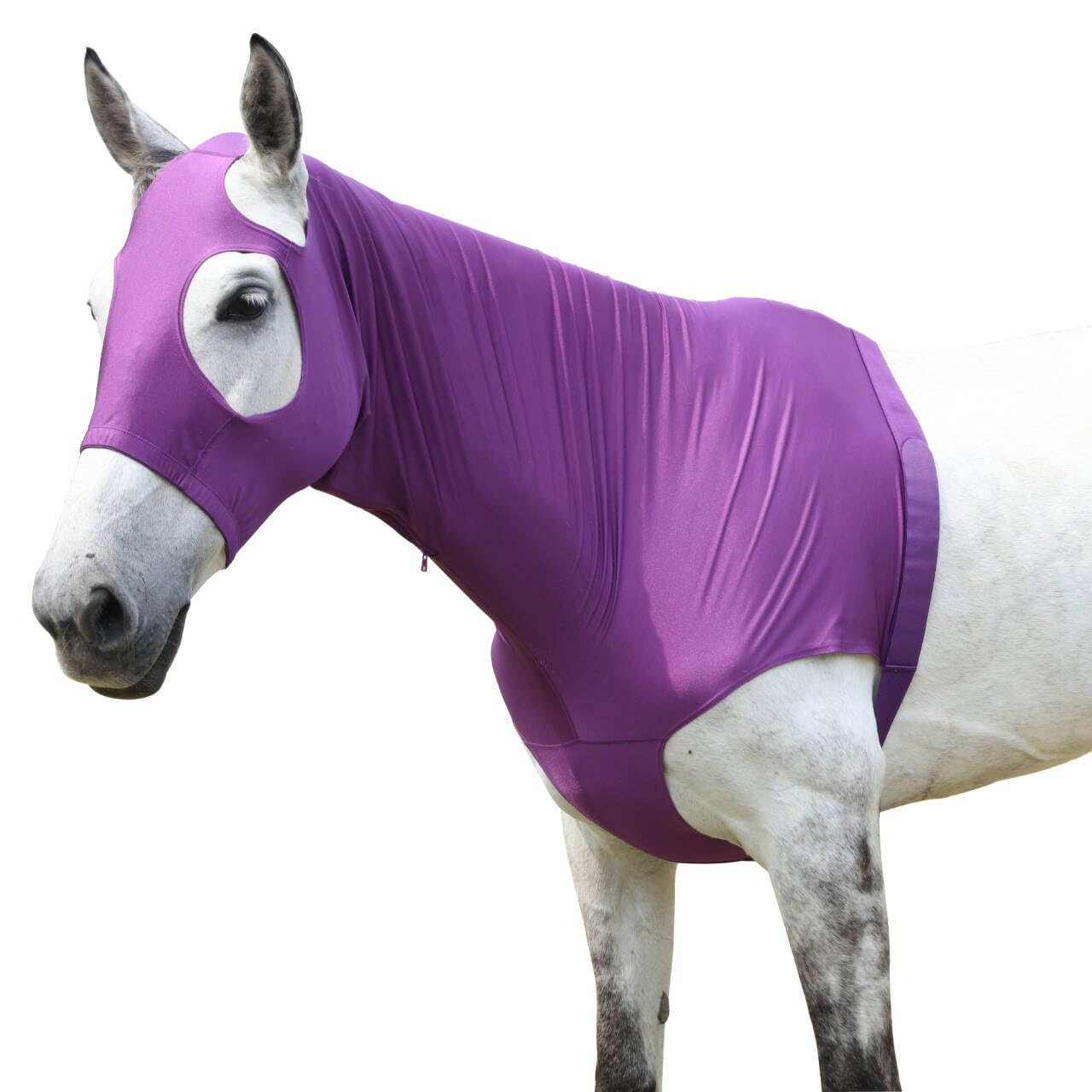 Horse Slinky Hood with Zipper, Stretchy Sleazy Hood Purple M