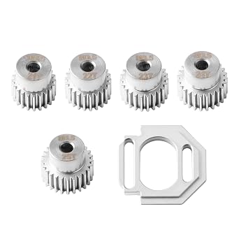 GLOBACT Chrome Steel 0.5M Pinion Gear 21T 22T 23T 24T 25T 3.2mm Bore RC Motor Gear Set with Motor Mount Holder for ARRMA Typhon Grom Mojave GROM 1/14 1/16 RC Buggy Truck Upgrade Parts