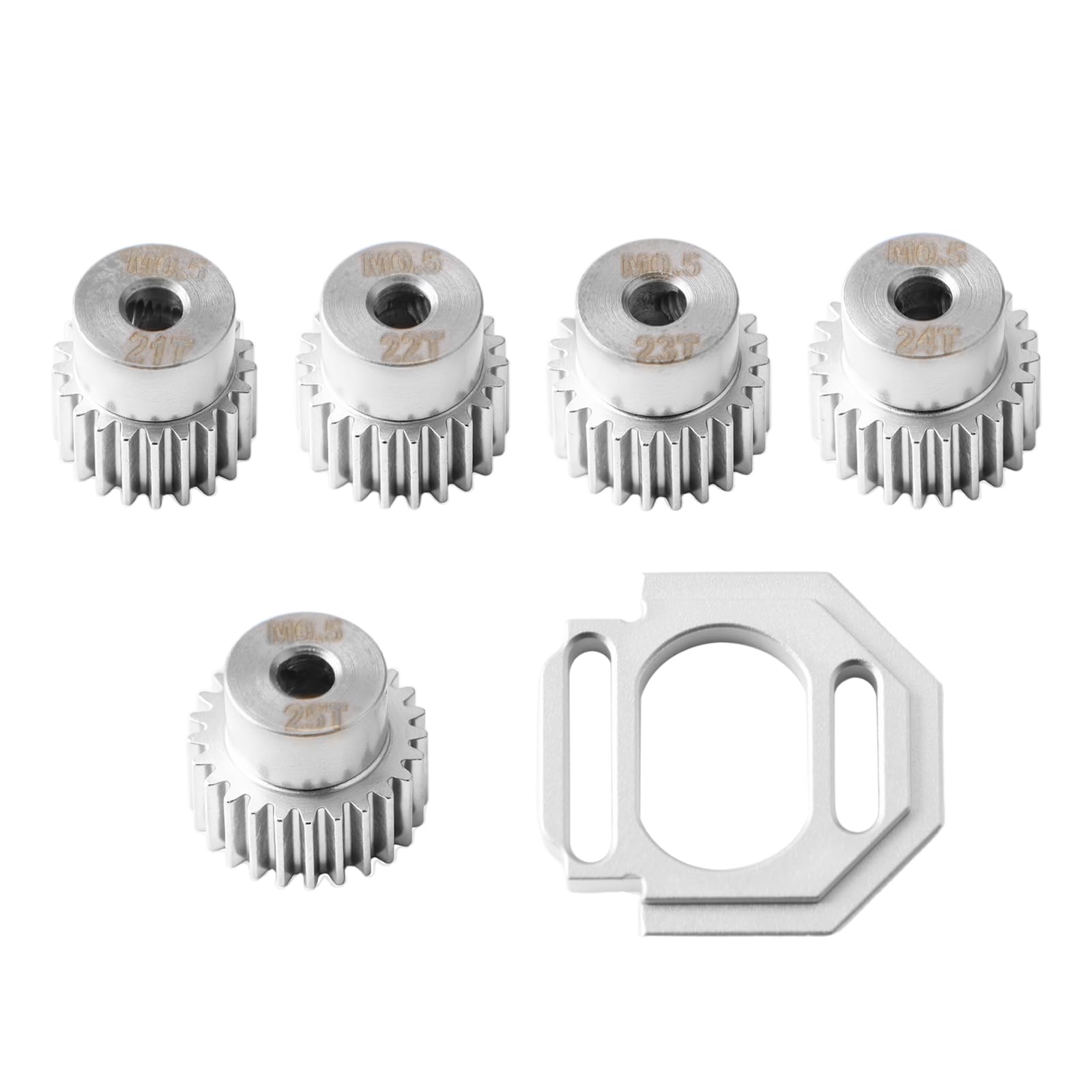 GLOBACT Chrome Steel 0.5M Pinion Gear 21T 22T 23T 24T 25T 3.2mm Bore RC Motor Gear Set with Motor Mount Holder for ARRMA Typhon Grom Mojave GROM 1/14 1/16 RC Buggy Truck Upgrade Parts
