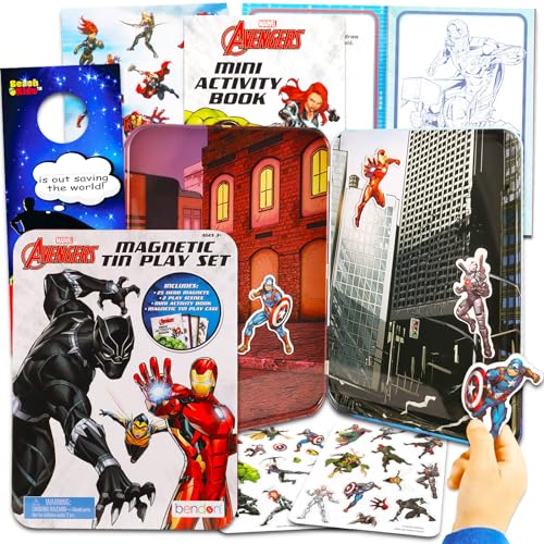 Avengers Magnetic Creations Toy - Bundle with 40 Avengers Magnetic Play Pieces Plus Stickers and More for Kids, Toddlers