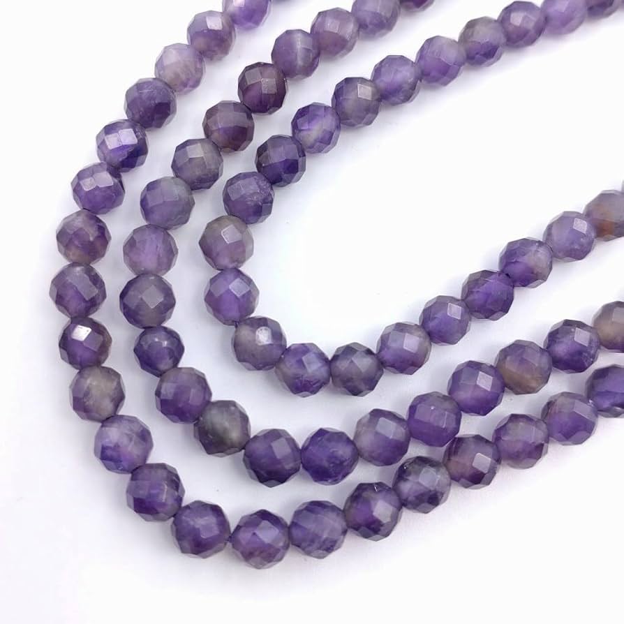 Amazon.co.jp: ビーズクラブ アメジスト 多面カット 4mm 1連 約82粒