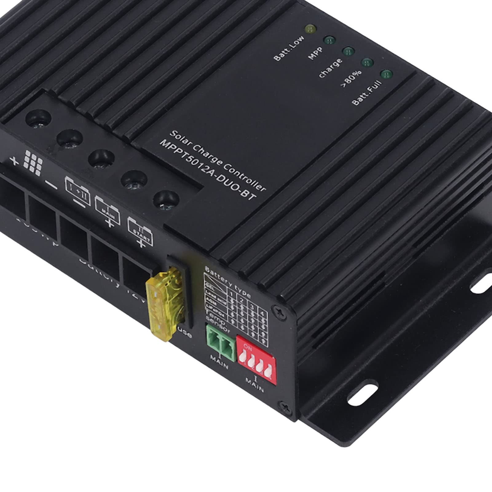 Chargeur solaire Yueyashux MPPT Double batterie Chargement du contrôleur solaire 12V Affichage intelligent en aluminium (MPPT5012A-DUO (12A))