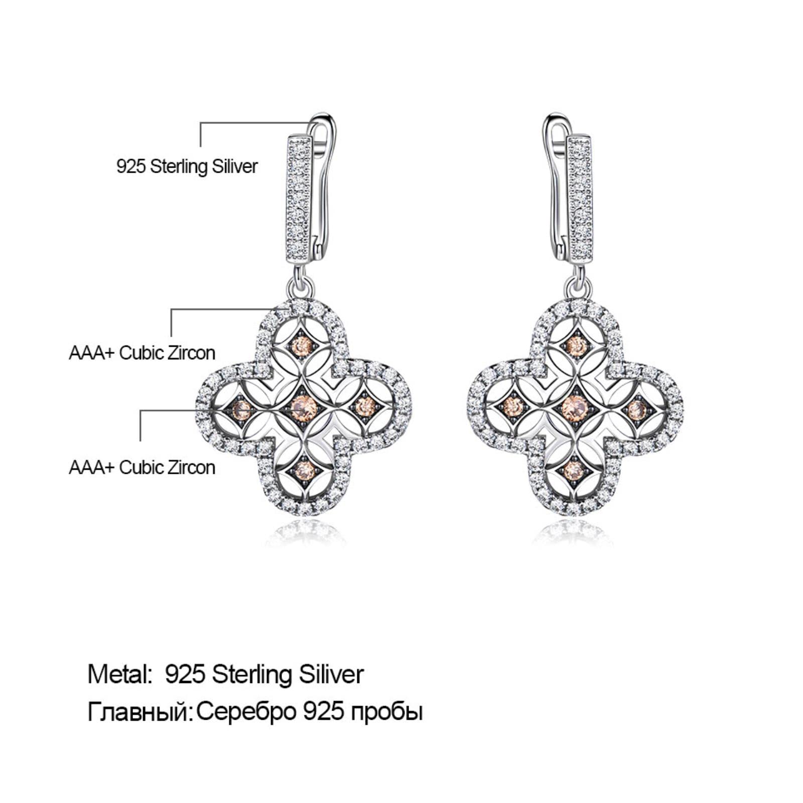 LOKILOKI Pendientes De Clip De Plata De Ley 925 Auténtica AAA + Circonita Cúbica Elegantes Pendientes Coreanos para Mujer Regalo De Boda Joyería Fina