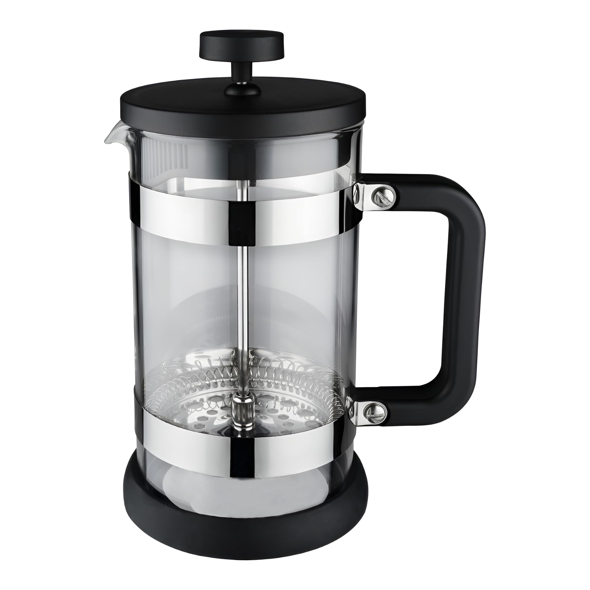 Café Olé LM-08C Moderno Cafetera de prensa francesa Cafetière de 800 ml, 6 tazas, negro/plateado