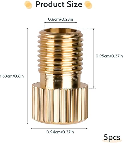 Miniatura 2 de Adaptador de válvula Presta de latón, 5 piezas convertido Presta a Schrader adaptador de bomba de bicicleta con anillos de sello de goma, infla el