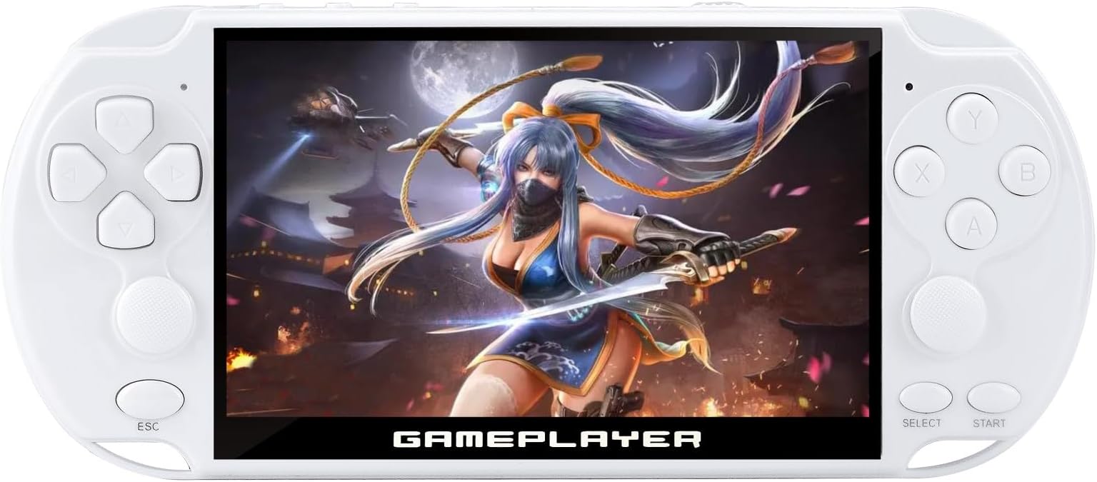 JXD Multifunctional Video Game Console 5.1 inch 7500 Free Retro Games Handheld Game Console Portable Pocket Children's Game Player mini Arcade Emulator Device mp3/4 Holiday (White)