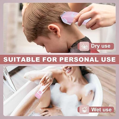 Miniatura 2 de FBO Afeitadora eléctrica para recortar el pelo del cuerpo, afeitadora eléctrica recargable, impermeable lPX7 (rosa)