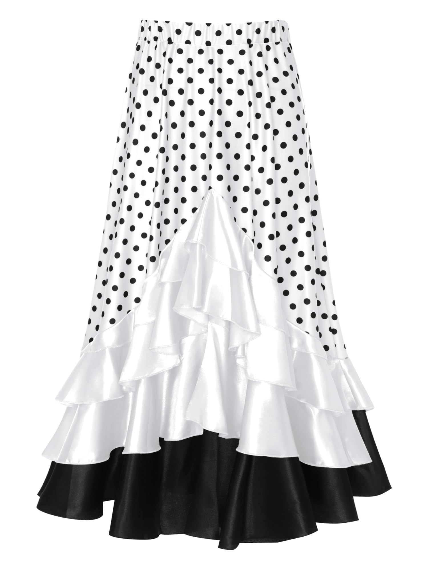 TiaoBug Jupes de Danse Orientale Enfant Fille Jupe Danse Espagnole Flamenco Balançoire Jupe Maxi Danse Tauromachie Jupes de Torero Dancewear 5-16 Ans
