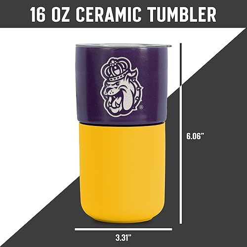 Miniatura 252 de Rico Industries NCAA Miami of Ohio Redhawks - Vaso de cerámica de 16 onzas con agarre de silicona, grabado láser profundo, diseño de color negro