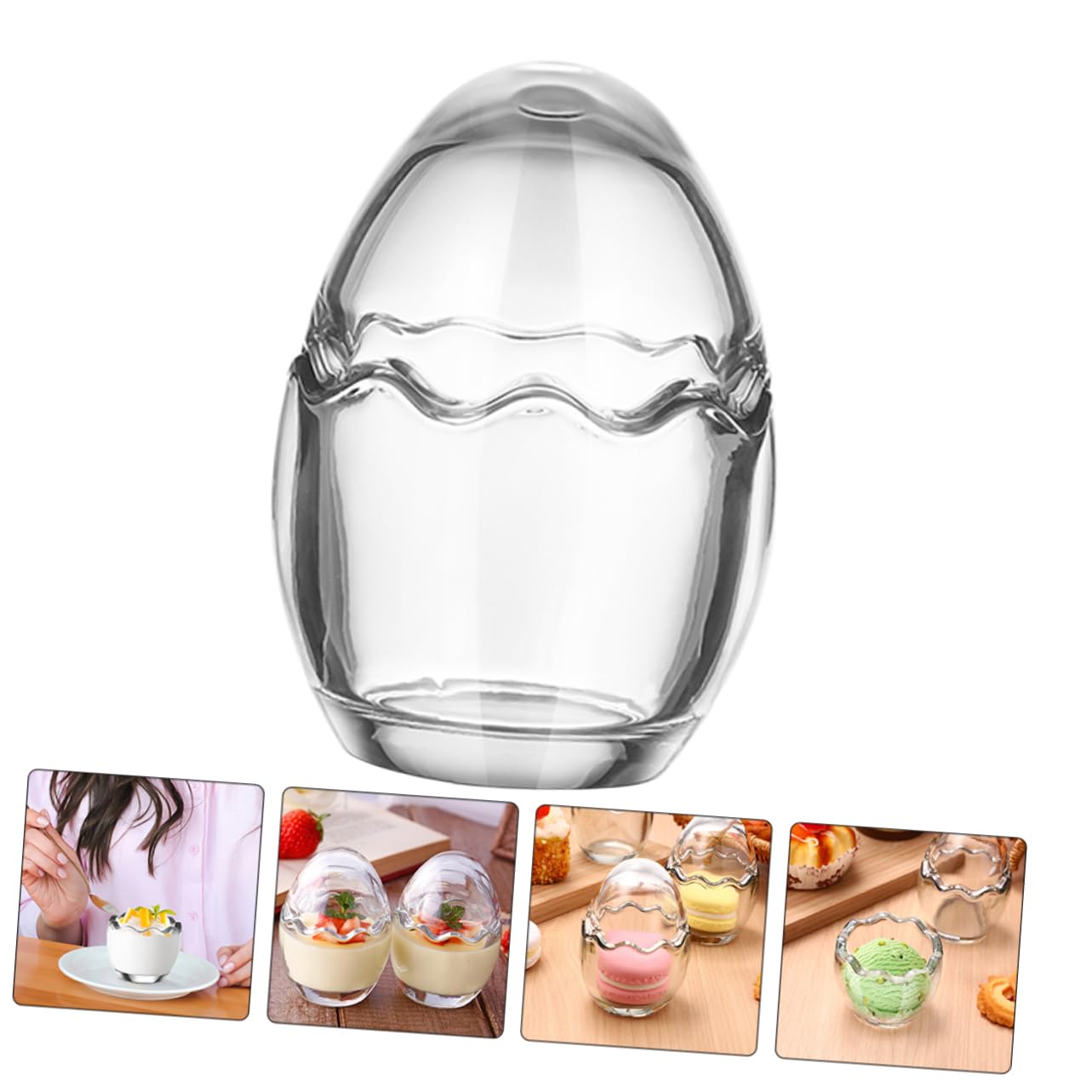 ABOOFAN 4 Stück Puddingbecher aus Glas eisbehälter eisblau Dessert-gläschen Terrarium unterschrank Puddingbehälter Joghurtbecher Eierschale Backbecher Geleebecher Joghurtflasche Container