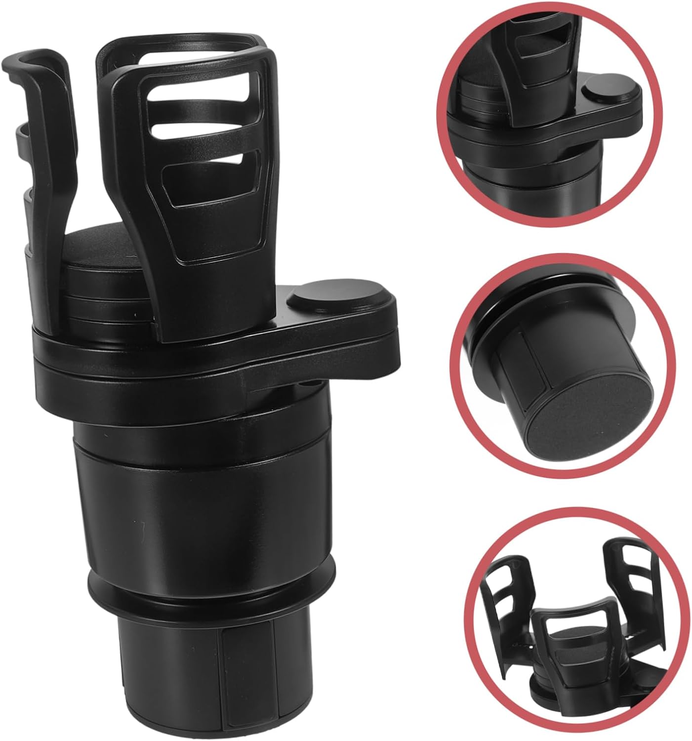 Luxshiny Multifunctional Rotating Vehicle Cup Holder Expander Adjustable and Compatible Mugs and Bottles for Cars and Strollers