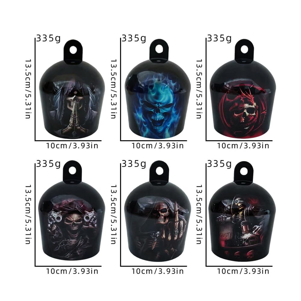 Copertura per clacson da moto in alluminio cromato con motivo fuso nero, decorazione di Halloween, campana gotica (B)