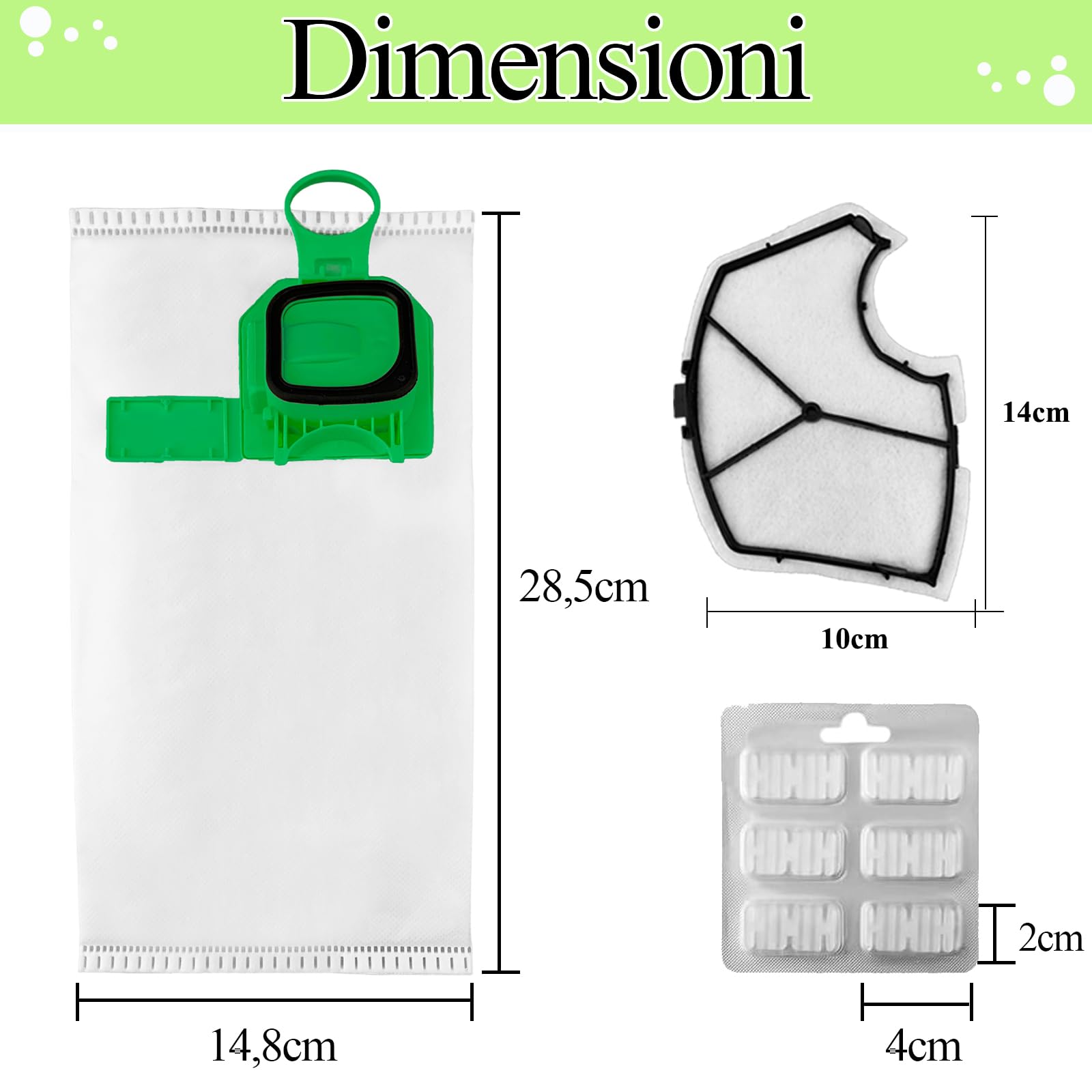12 Sacchetti Sostitutivi Per Folletto VK140 VK150 Con 2 Filtri Motore - Aspirapolvere Con Filtrazione HEPA - Foto 6
