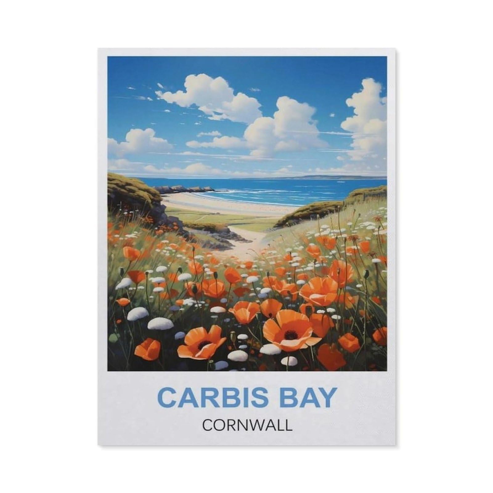 Funny Bathroom Wall Decor Signs，Carbis Bay Cornwall(30x40cm）