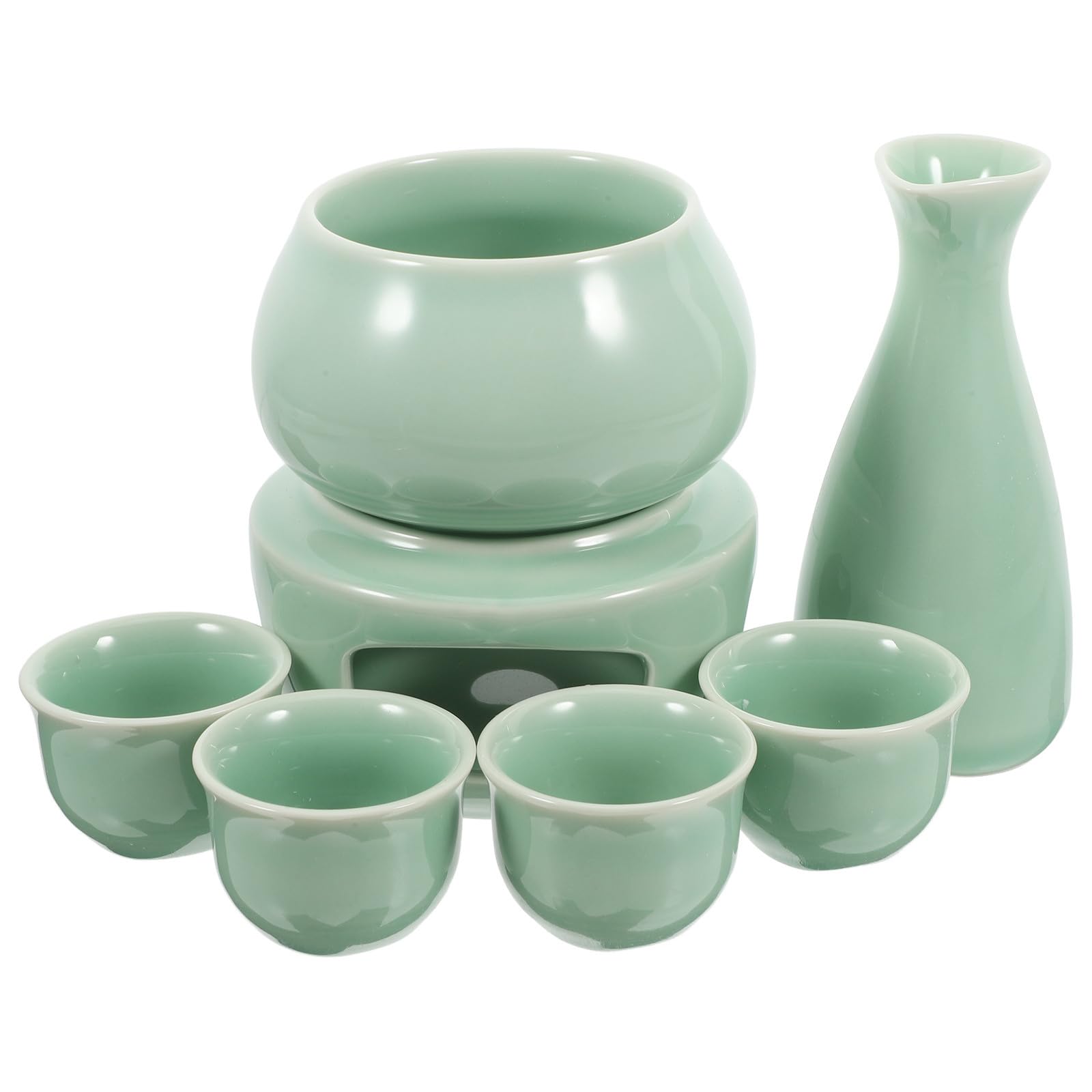 Abaodam Servizio da Sakè in Ceramica Vintage, 300ml, Verde Chiaro