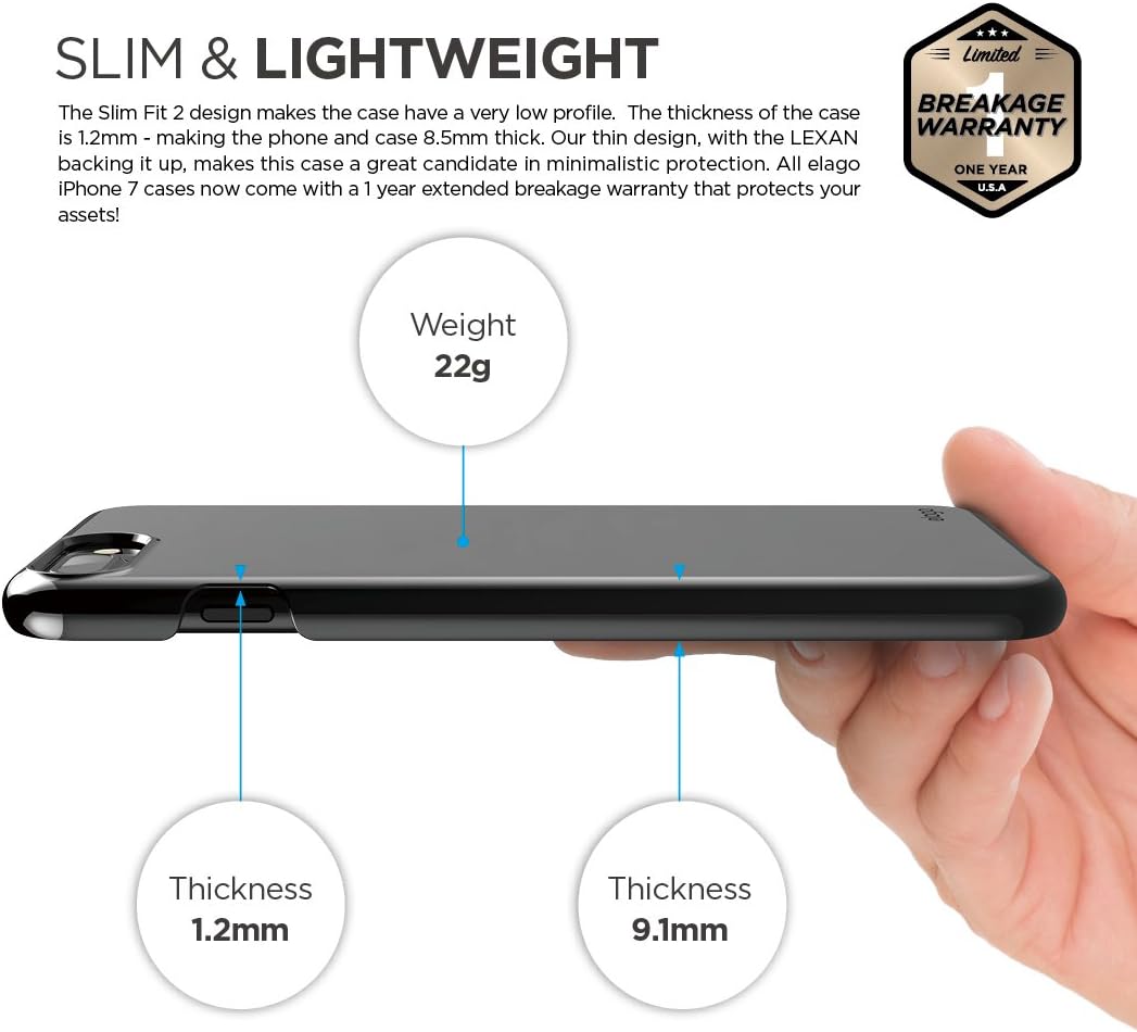 elago iPhone 7 Plus Only case [Slim Fit 2][Jet Black] - [Light][Minimalistic][True Fit] – for iPhone 7 Plus Only