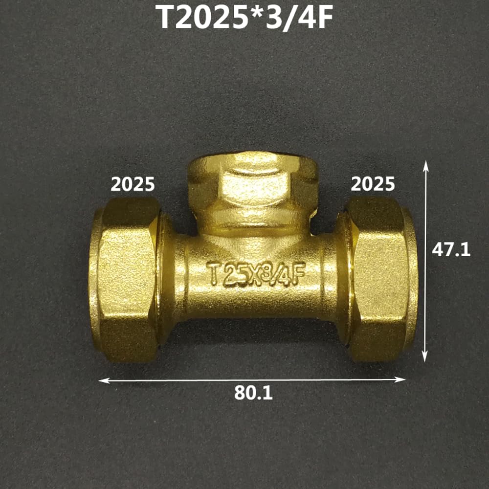 DN15 DN20 DN25 Male/Female Thread Tee Pex Pipe 1216/1418/1620/2025/2632 Fitting Aluminum Pipe Fittings T Type(DN20 BSPFx2025)