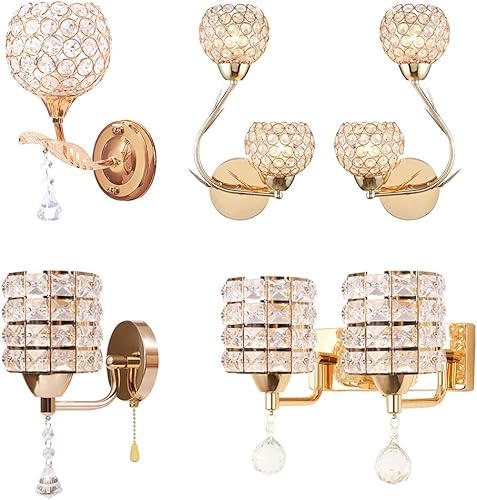 Miniatura 7 de Aplique de pared de cristal moderno LED E27, lámpara decorativa de pared con interruptor de cadena de tracción para dormitorio, sala de estar,
