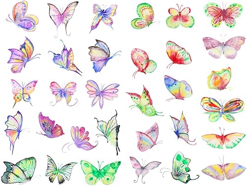 Seasonstorm Mariposa colorida Kawaii estética pastel arte agenda diario planificador papelería pegatinas