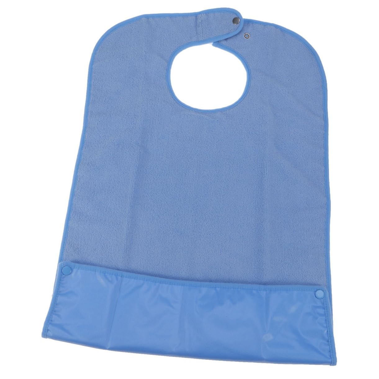 Ipetboom Elderly People Mealtime Protector Adult Bib Waterproof Washable Cloth Button for Seniors Large Size (sky)