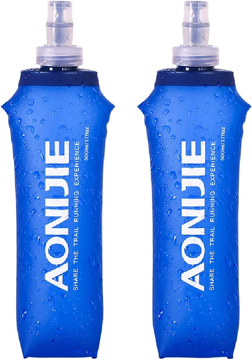 Azarxis TPU Soft Flask Collapsible Water Bottles BPA-Free 250ml 350ml 500ml 600ml for Hydration Vest Pack Running Hiking Cycling Climbing