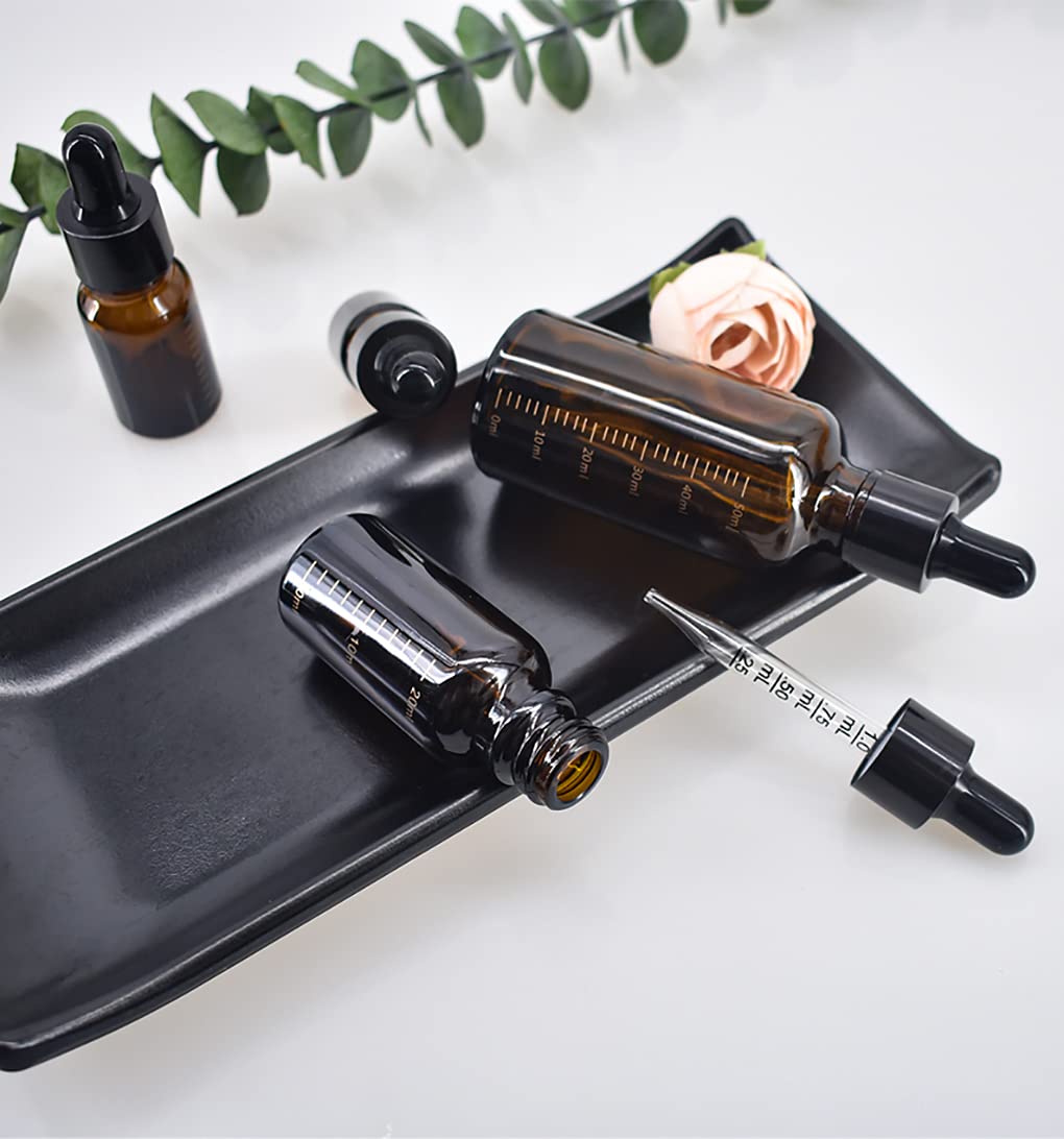 24 Pcs Empty 10ml Amber Essential Oil Bottles with Graduated Pipette Brown Glass Dropper Bottles Vials for Cosmetic Essential Oils Colognes Perfume Aromatherapy