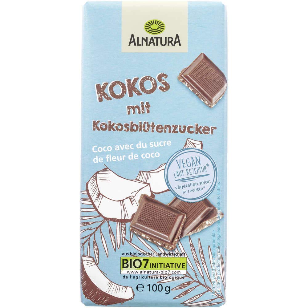 Alnatura Bio Vegane Schokoladenalternative mit Kokosblütenzucker, 100g