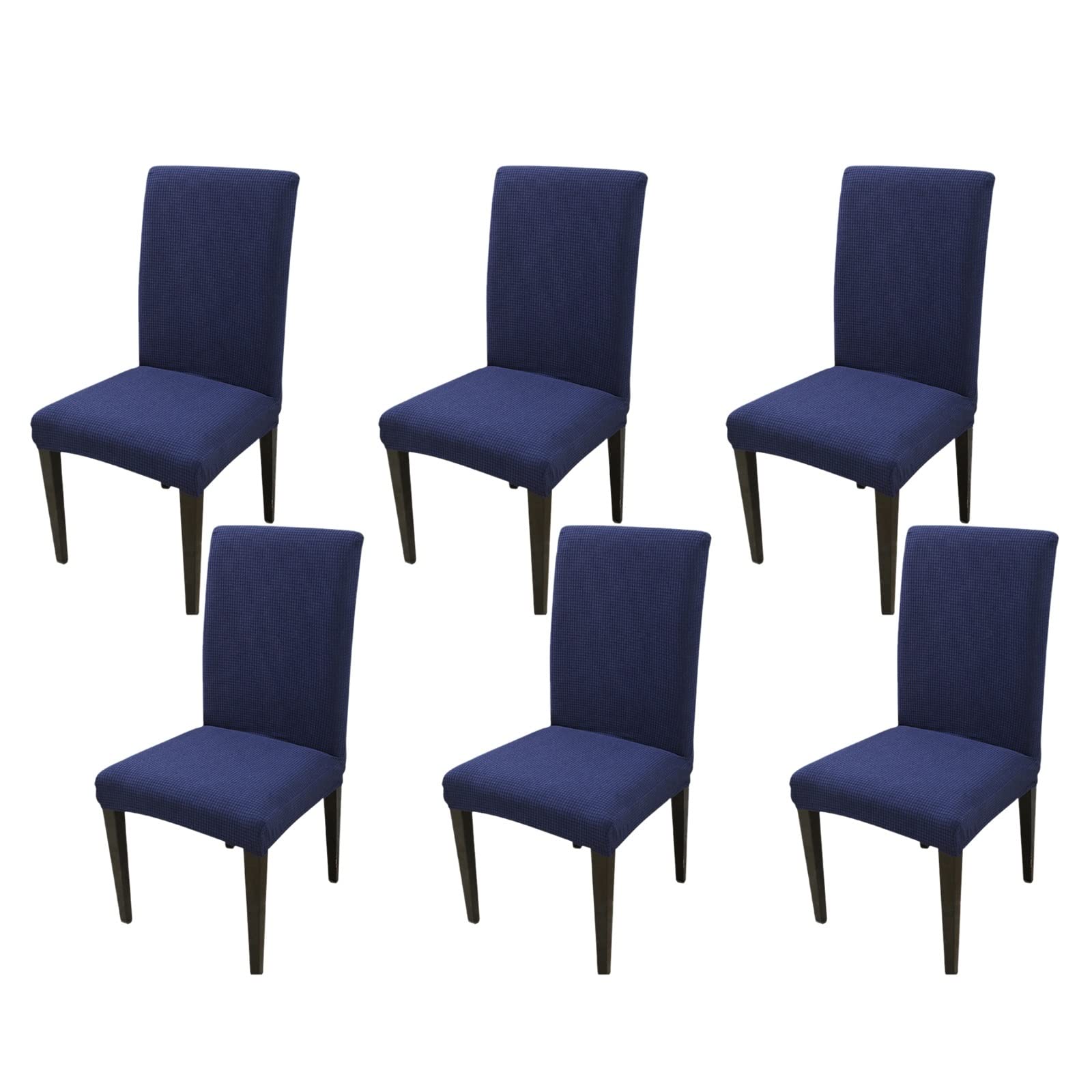 Housse de chaises 6 pièces bleu marine en spandex gaufré KnSam