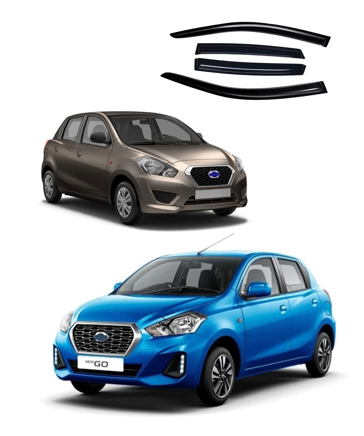 ModifyStyle Unbreakable Door Visor/Wind Deflector/Rain Guard Compatible for Datsun Go (2015 to Present) Type 1 & 2 (set of 4pc)
