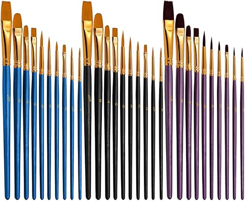 Miniatura 9 de Juego de pinceles de nailon, 10 piezas, pinceles para acuarela, kit de pinceles de pintura al óleo para niños, estudiantes de artistas, para roca,