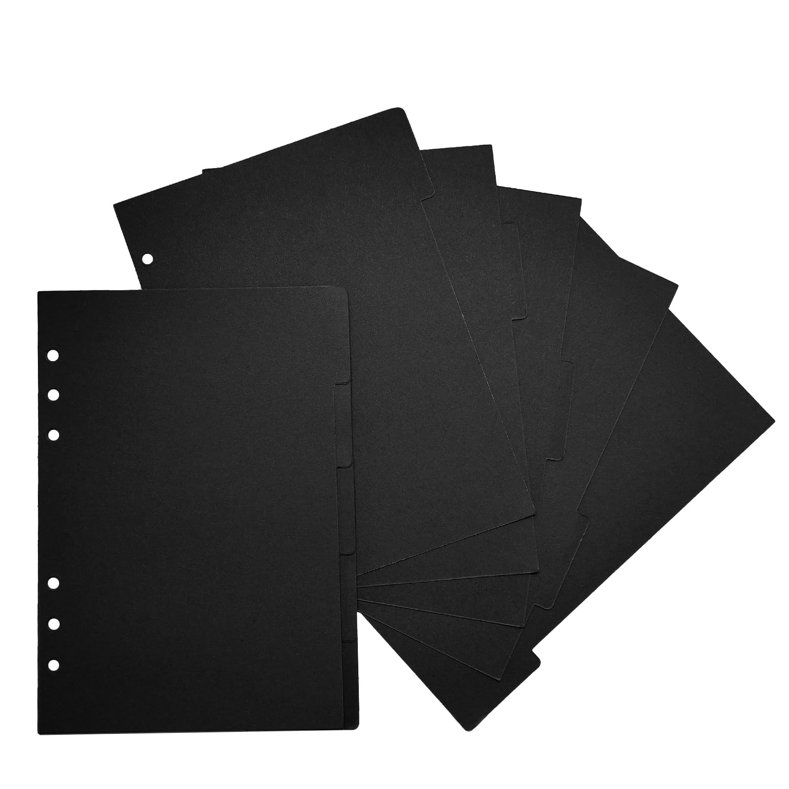 DY.2ten A5 Binder Dividers for 6-Holes Ring Binder, 1/5 Cut Tabs, Pack of 2 Sets (10pcsTotal), Sturdy Black Paper, for School Office Home