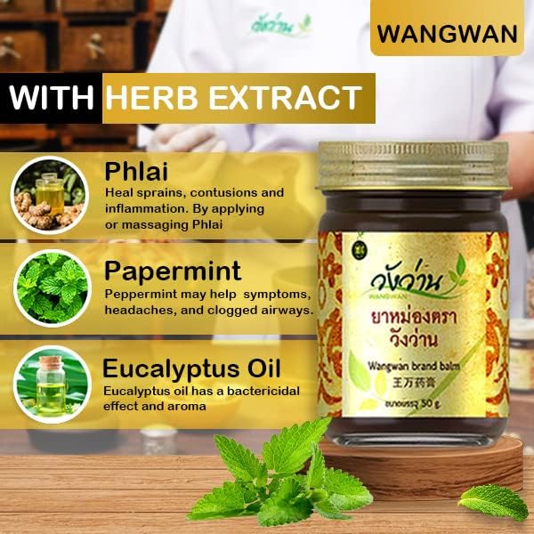 Miniatura 7 de Bálsamo tailandés  Bálsamo de hierbas natural para alivio calmante y relajación, bálsamo de hierbas para espalda, cuello, rodilla, hombro, masaje de