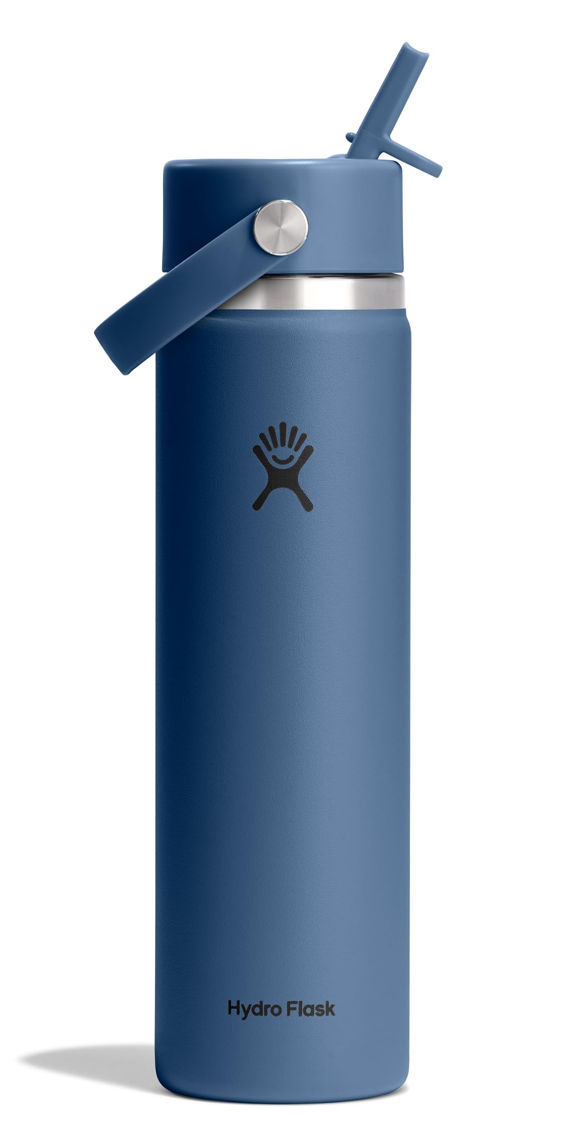 Hydro Flask Water Bottle - Insulated Stainless Steel - Wide Straw Lid, Non Spill, Leakproof in 24 Oz Harbor Blue