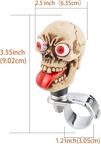 Miniatura 2 de Arenbel Perilla giratoria para volante con cabeza de esqueleto, mango de agarre para la mayoría de vehículos, color beige