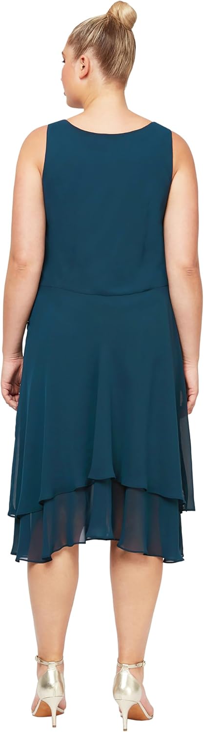 S.L. Fashions Women's Mother of The Bride Dress with Embellished Neckline & Shoulder - Image 4