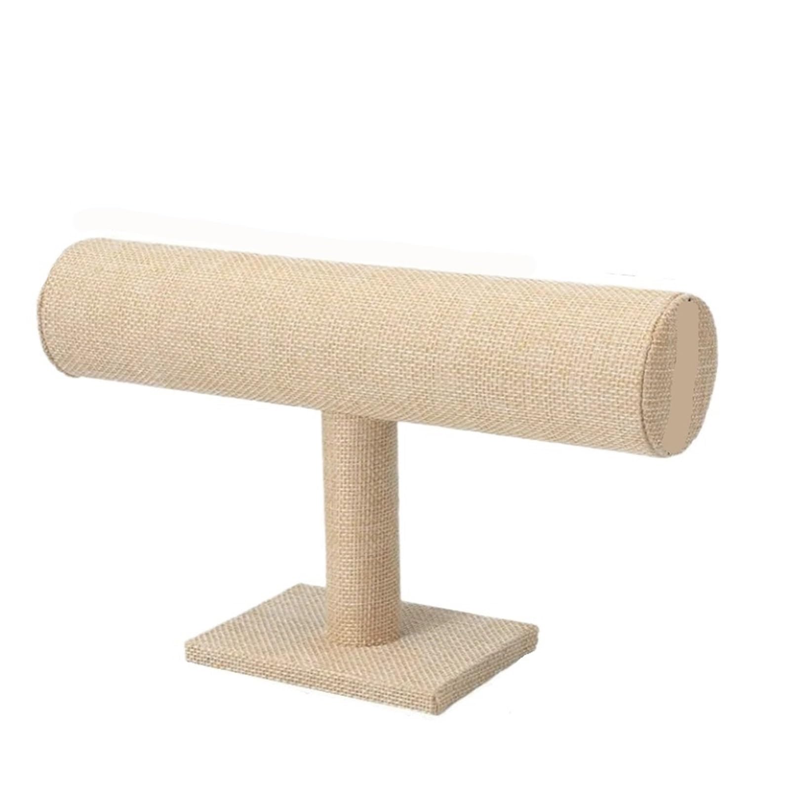 XPJYUA Watch Stand Watch T Bar Rack Jewelry Display Stand Organizer Leatherette Velvet Bracelet Jewellery Holder(Beige Linen)