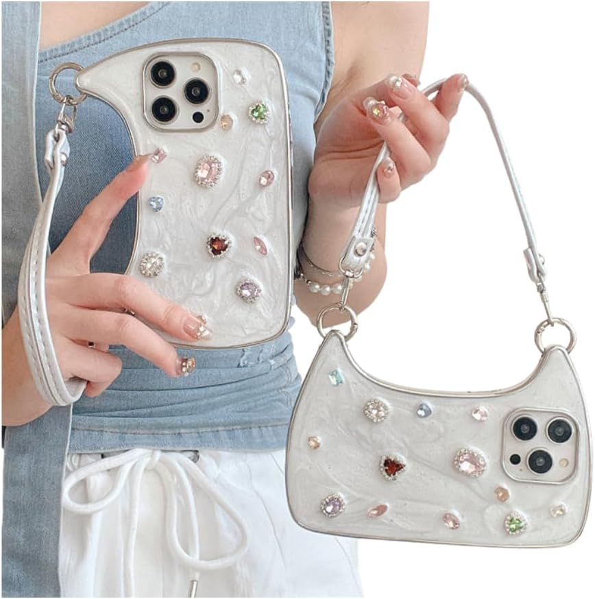 Aesthetic Phone Case Compatible with iPhone Multi-Model Portable Bag Cover Cute Bling Butterfly Fashion Creative (122)