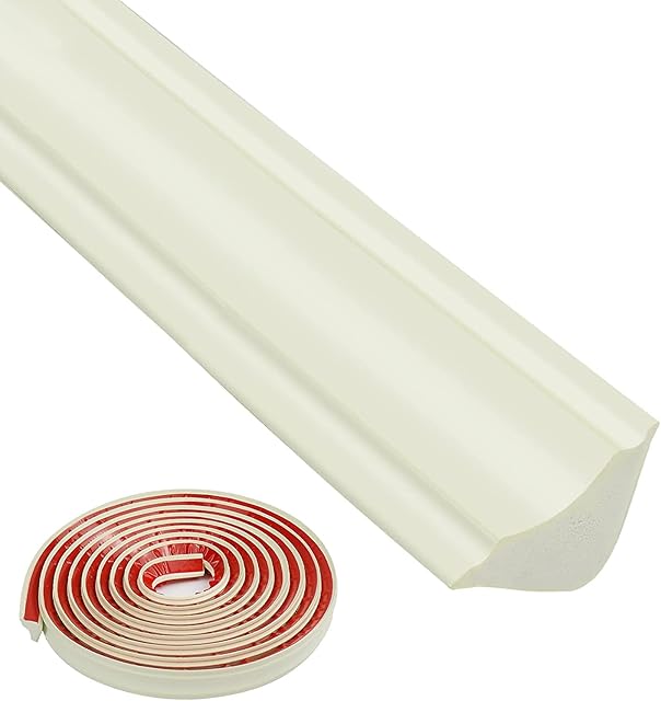 5m Molding Trim Self Adhesive Flexible Skirting Board Wall Trim Ceiling Baseboard Trim Caulk Strip Molding Trim for Wall Corner Ceilings Edge Cabinet Edge Countertop(38 * 26mm, Creamy White)