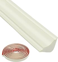 5m Moulding Trim Self Adhesive Flexible Skirting Board Wall Corner Edging Strip Caulk Laminate Beading Edging Strip for Cabinet Countertop Ceiling Floor Corner Decoration (38*26mm, Creamy White)
