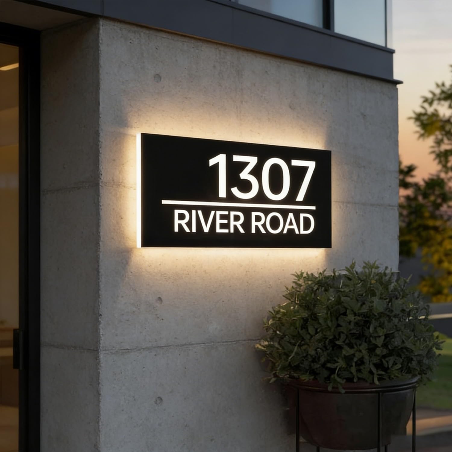 Customed LED House Number Sign, Personalized Backlit Lighted Plaques, Outdoor Waterproof Address Door Signage, Modern Illuminated Door Signs For Yard Garden Home, Housewarming Gift(20x40cm)