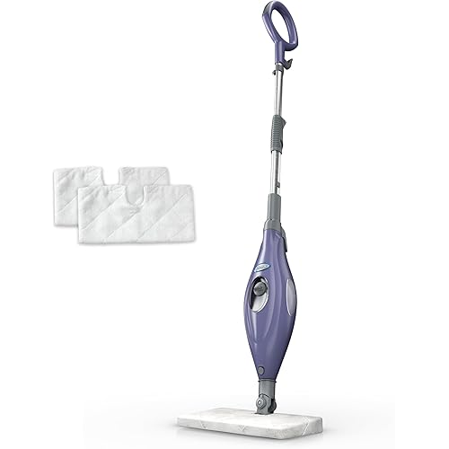 Shark Steam Pocket Mop with 2 Washable Double-sided Pads, Steam Sanitization, Swivel Steering, Lightweight, Steam Cleaner for Sealed Hard Floors, Hardwood, Marble, Tile, Purple, S3501