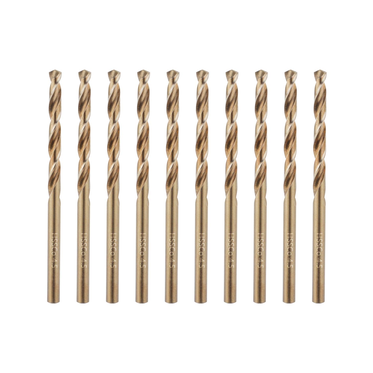 Duraherra Cobalt Drill Bits Set 4.5mm 10-Pieces, M35 HSS Metric Jobber Drill Bit Set with Plastic Case for Stainless Steel, Metal, Aluminium, Tile, Wood, Plastic and Iron