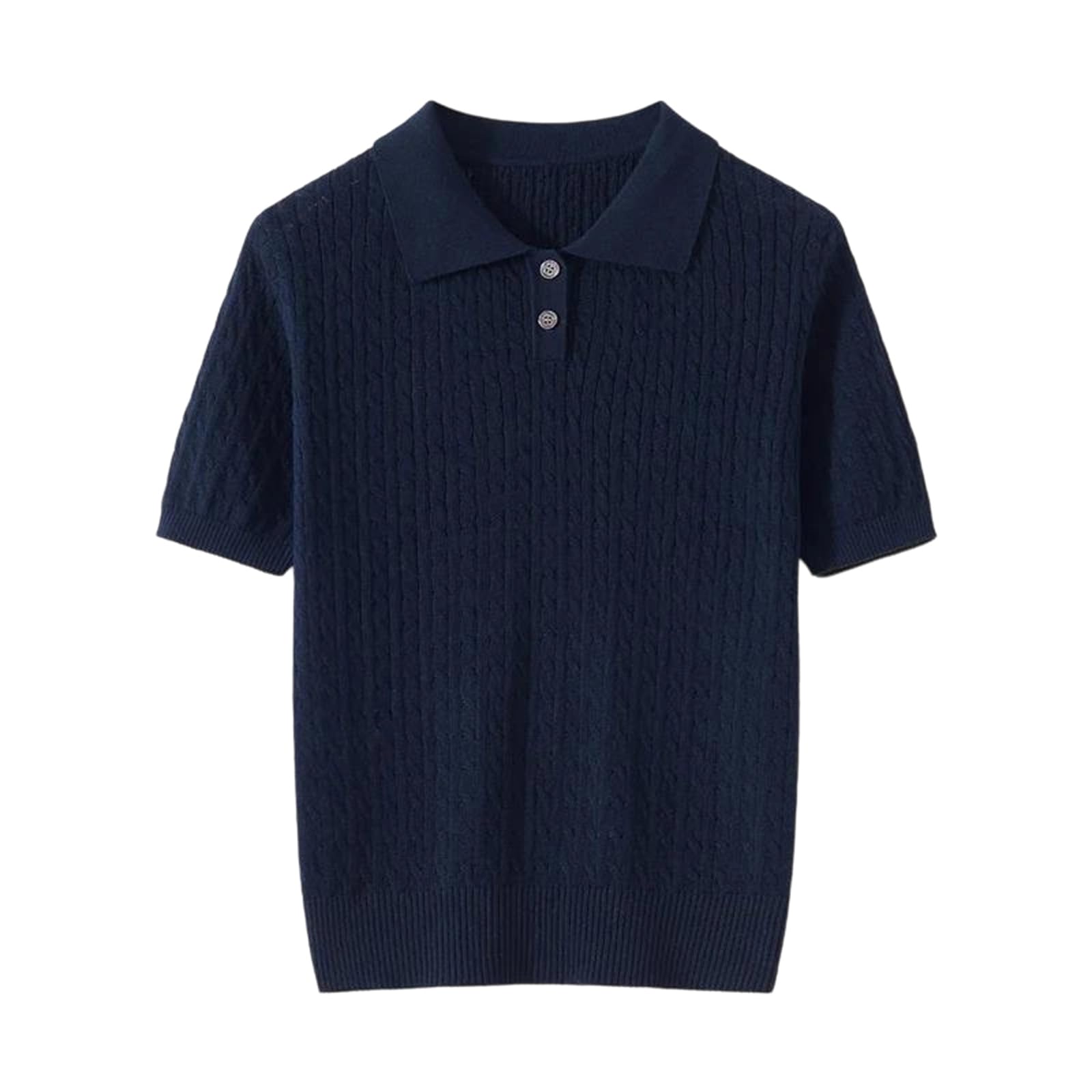 T-shirt uni à manches courtes pour femme - En coton tricoté - Style décontracté - Tendance - Pour l'été