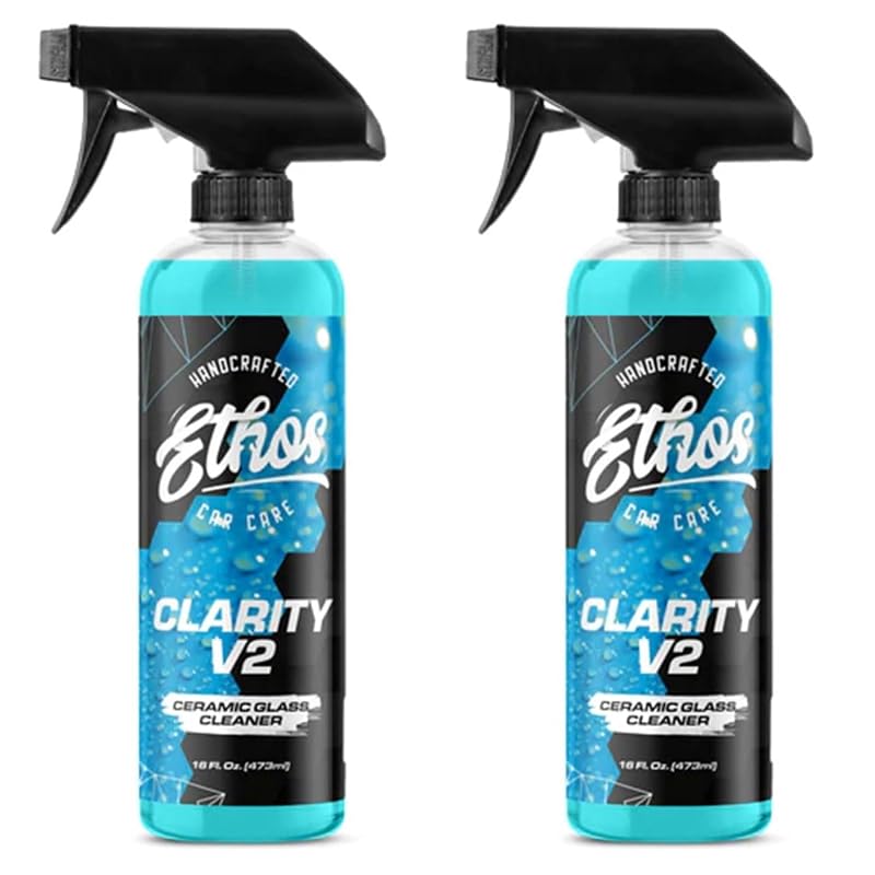 Ethos Clarity V2 Limpador de Vidros Automotivos com Tecnologia Cerâmica e Repelência à Água 480 mL Pacote com 2