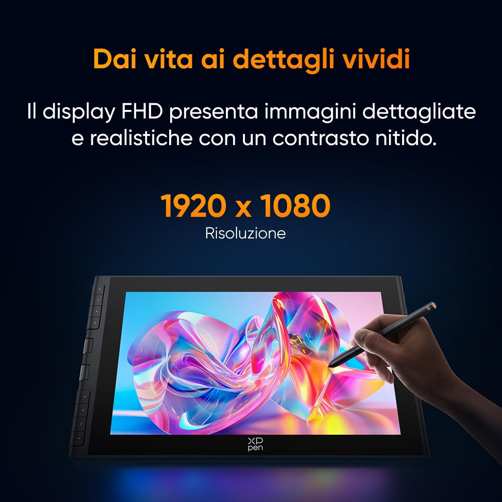 XPPen Artist 12 3rd Tavoletta grafica con schermo, 12 pollici con rotella X-Dial, 8 tasti rapidi, stilo X4 a 16384 livelli per illustratori, designer o studenti d'arte