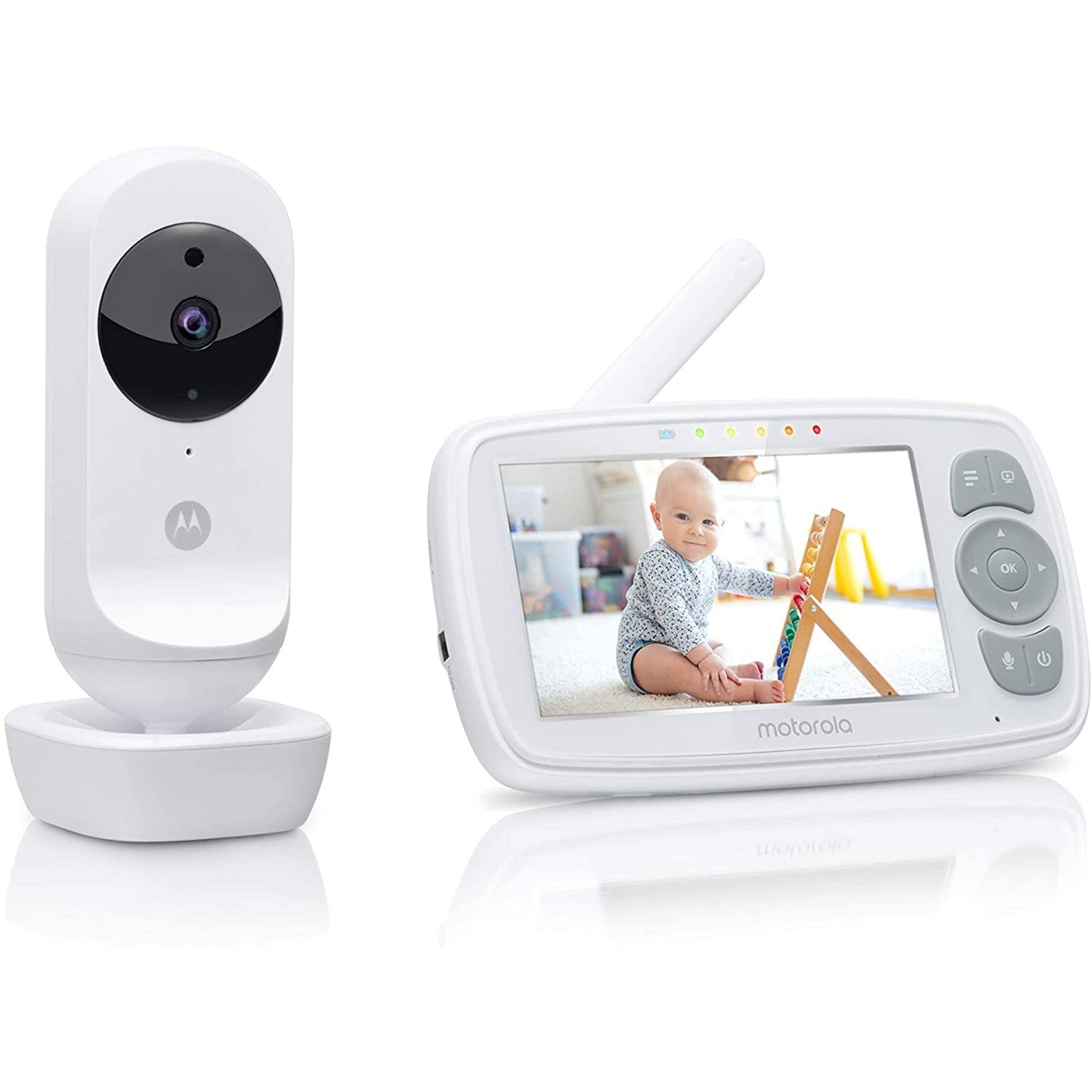 Motorola Nursery VM34 Vigilabebés con Cámara, Pantalla a Color de 4,3 Pulgadas, Visión Nocturna por Infrarrojos, Canciones de cuna