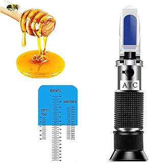 Refractometer Honey 10-32% for Honey Moisture, Brix and Baume, 3-in-1 Uses, 58-90% Brix Scale Range Honey Moisture Tester, with ATC, Ideal for Honey, Maple Syrup, and Molasses, Bee Keeping