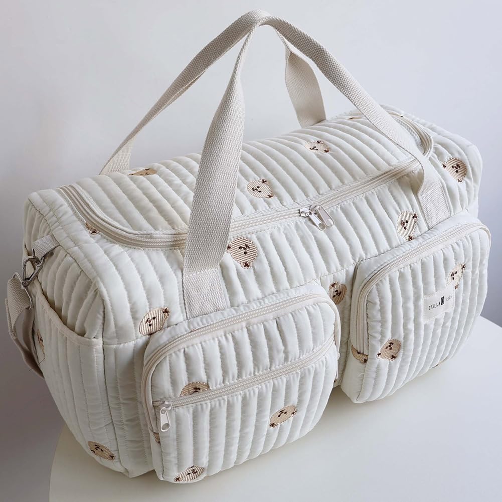 Borsa per pannolini, borsa a tracolla per mamma, leggera, trapuntata, grande, multifunzionale, da viaggio, per maternità e cambio del bambino, per ospedale e fine settimana