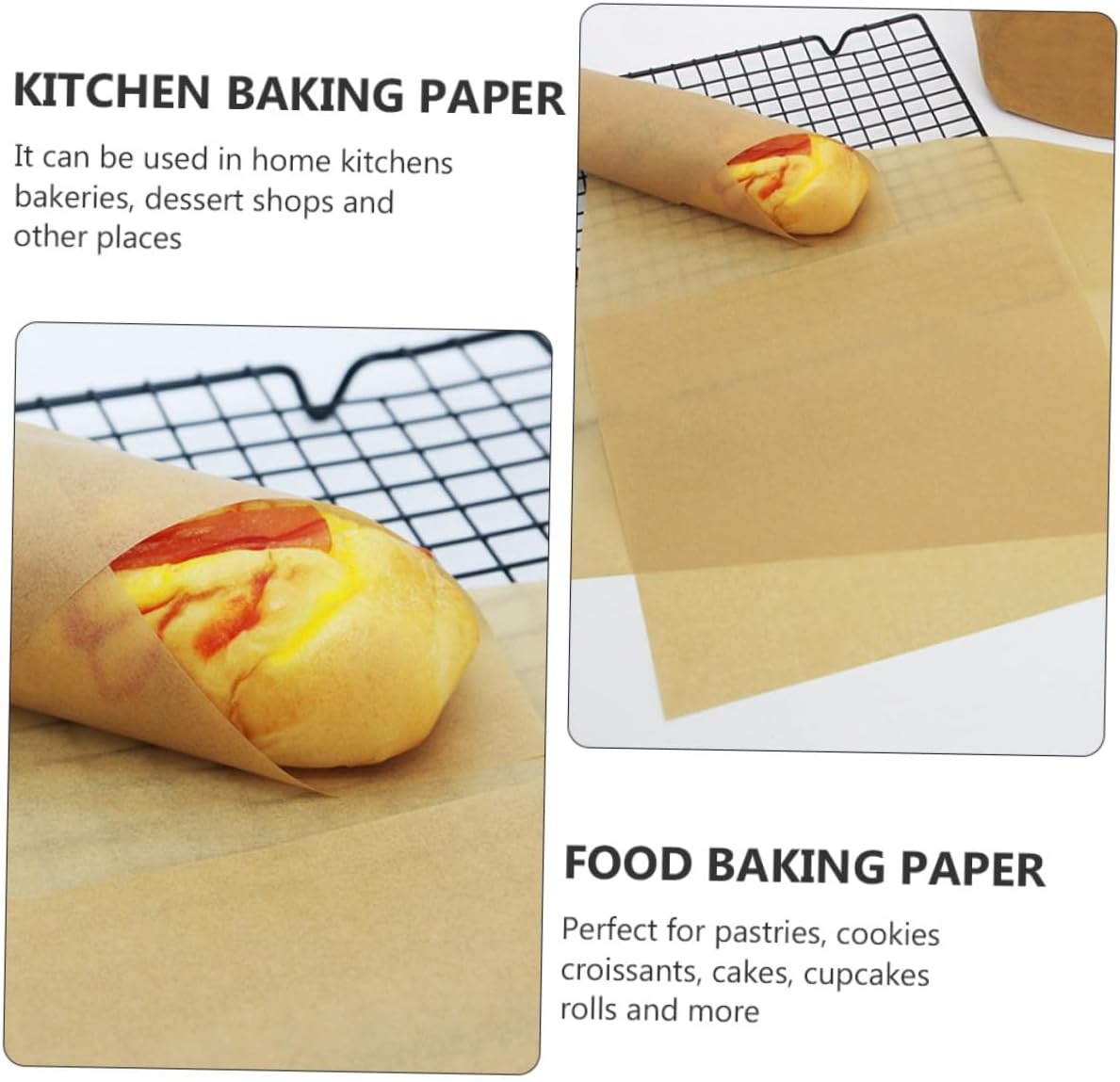 100pcs 30x40cm Food Baking Paper Kitchen Parchment Sheets Non-stick Greaseproof Cooking Paper for Oven Air Fryer Baking and Grilling