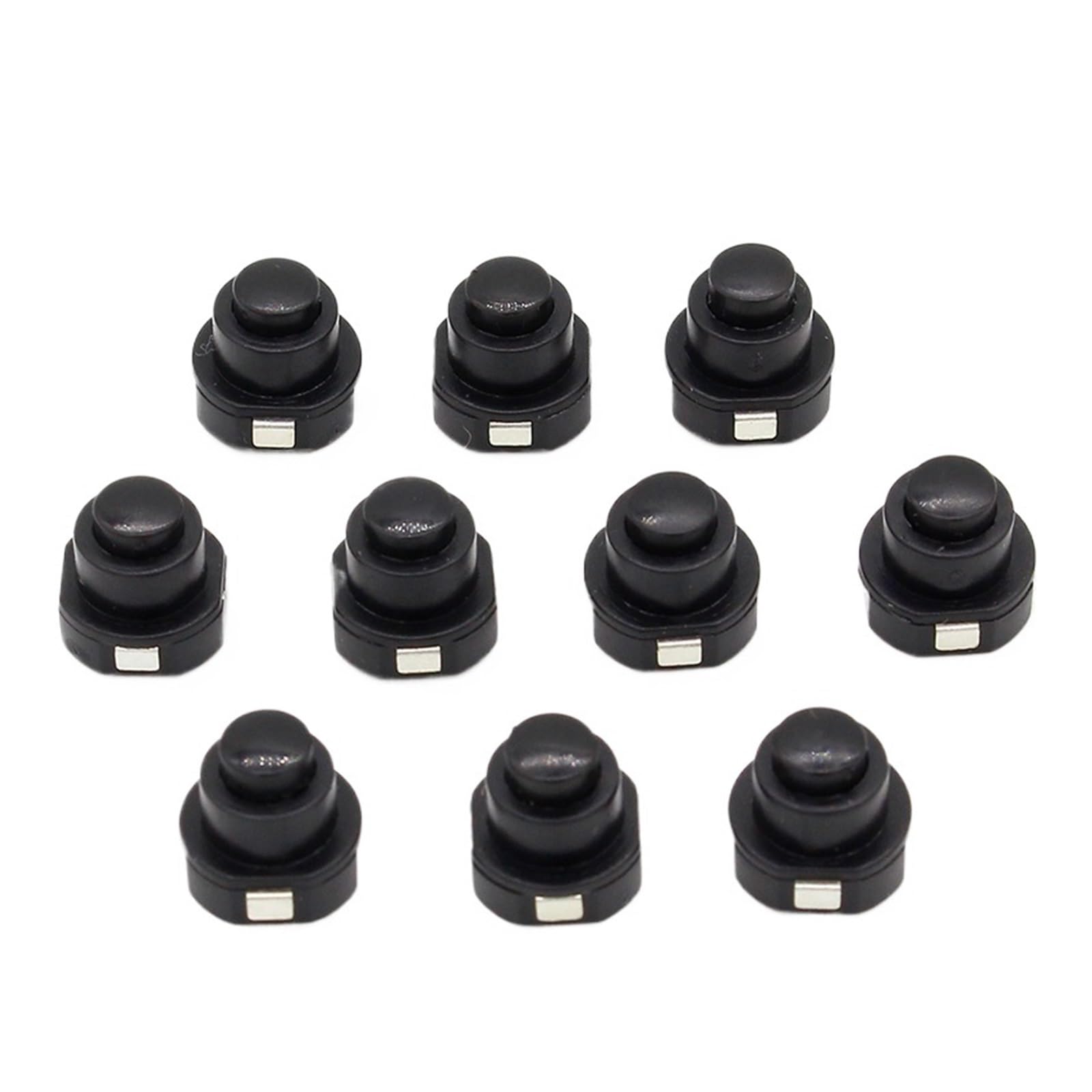 AARTERZZA 10PCS a Lot Flashlight Torch Part Round Push Button Switch Black DC 30V 1A 10mm x 10mm (D*H)